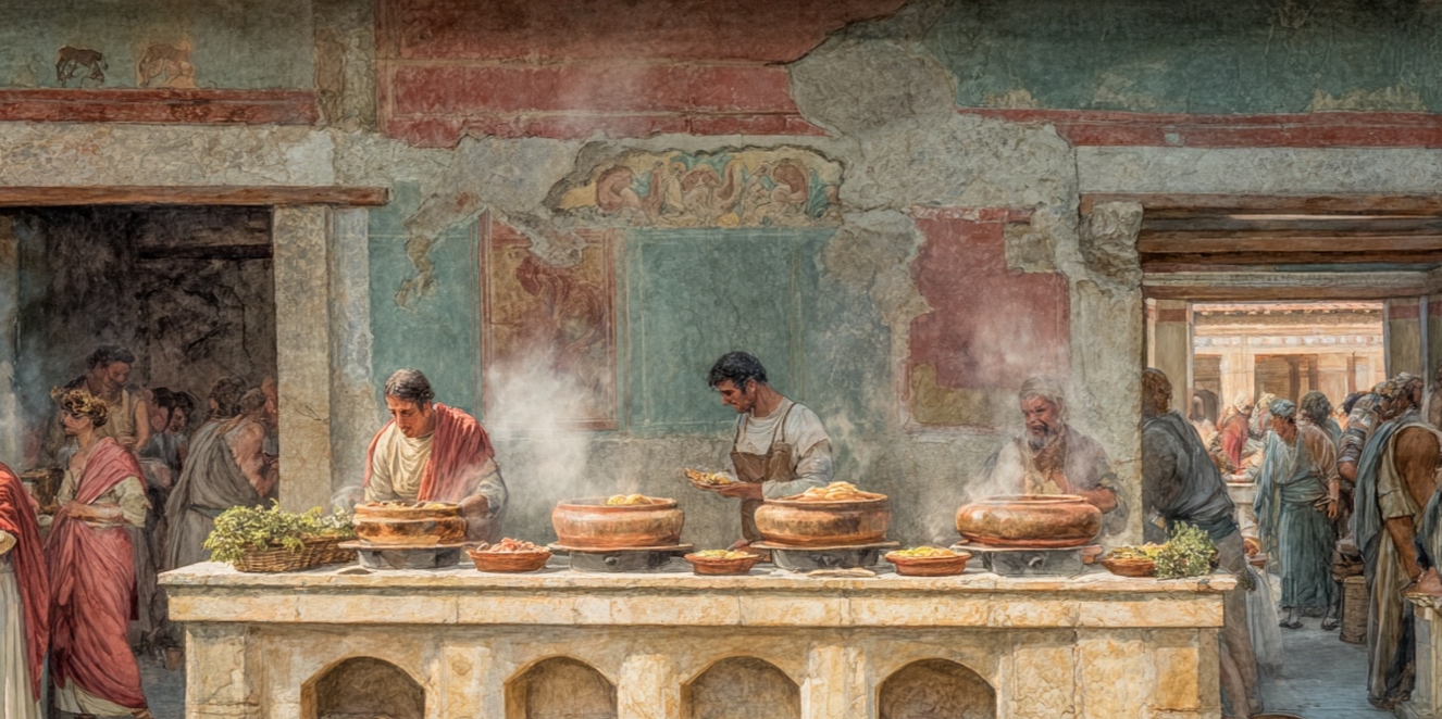 Pompeii thermopolium ancient Roman fast food restaurant counter