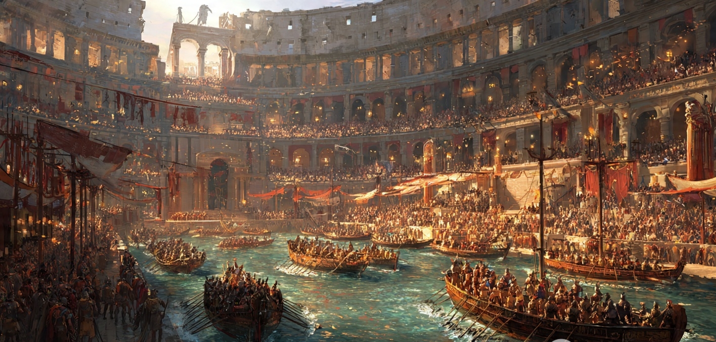 Colosseum flooded for naval battle naumachia ancient Rome